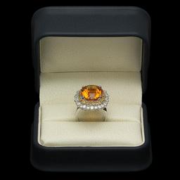14K White Gold 10.62ct Citrine 0.98ct Sapphire and 1.34ct Diamond Ring