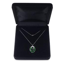 18K White Gold Setting with 14K Chain and 1.9ct Jadeite and 0.60ct Diamond Pendant