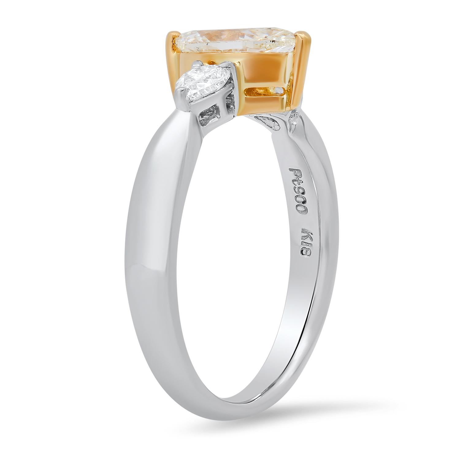 Platinum and 18K Yellow Gold Setting with 0.42ct Center Diamond and 0.77tcw Diamond Ring