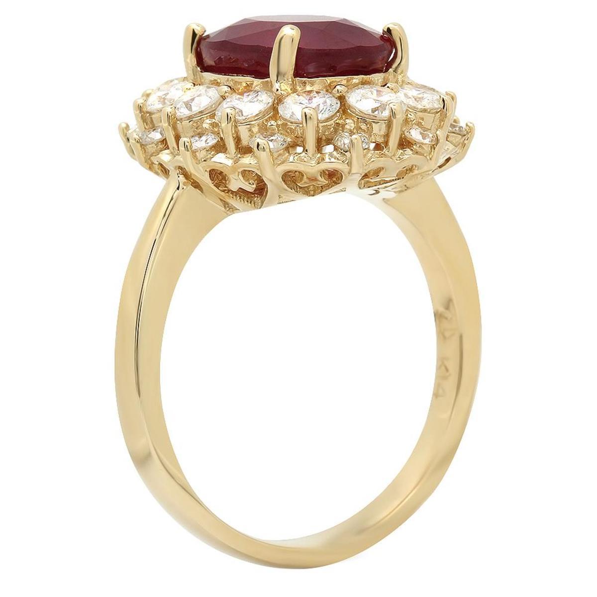 14K Yellow Gold 5.13ct Ruby and 1.50ct Diamond Ring