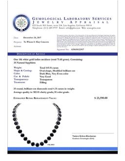 14k White Gold 145.51ct Sapphire 4.31ct Diamond Necklace