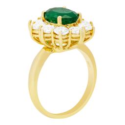 14k Yellow Gold 2.26ct Emerald 2.37ct Diamond Ring