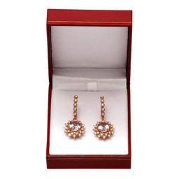14k Rose Gold 7.98ct Kunzite 1.22ct Diamond Earrings