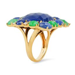 18K Yellow Gold Setting with 18.48ct Sapphire, 3.90ct Emerald and 0.81ct Diamond Ladies Ring