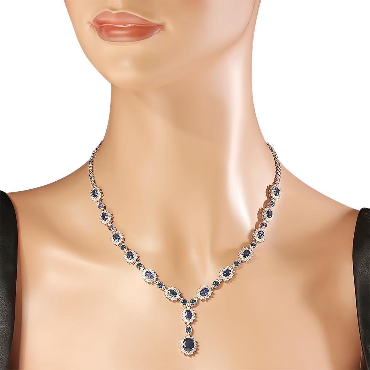 18K Gold 12.12ct Sapphire 5.31ct Diamond Necklace