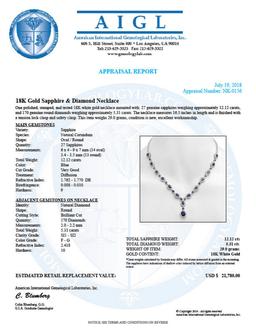 18K Gold 12.12ct Sapphire 5.31ct Diamond Necklace