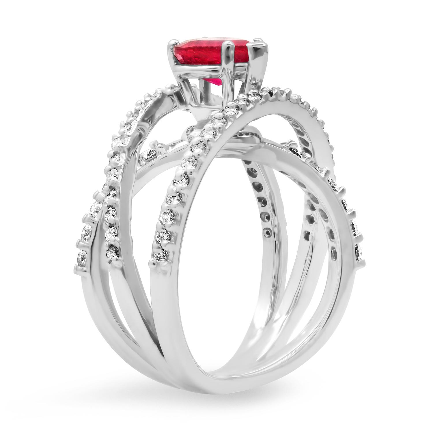 18K White Gold Setting with 1.47ct Heart shapped Ruby and 0.90ct Diamond Ring