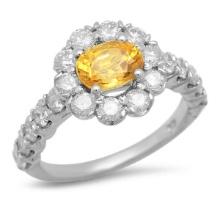14K White Gold 1.68ct Sapphire and 1.47ct Diamond Ring
