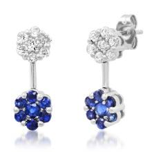 14K White Gold Setting with 0.60ct Sapphire and 0.50ct Diamond earrings
