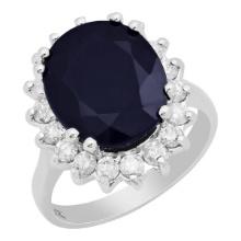 14k White Gold 8.02ct Sapphire 0.92ct Diamond Ring