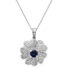 18K White Gold Setting with 1.36ct Sapphire and 3.68ct Diamond Pendant