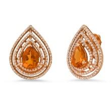 18K Rose Gold Setting with 1.80ct Citrine and 0.68ct Diamond Earrings