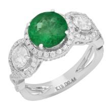 14k White Gold 1.77ct Emerald 1.66ct Diamond Ring