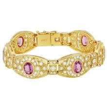 14k Yellow Gold 8.02ct Sapphire 7.22ct Diamond Bracelet