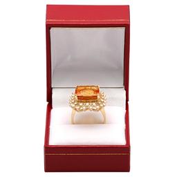 14k Yellow Gold 10.58ct Citrine 0.97ct Diamond Ring