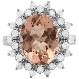 14k White Gold 4.71ct Morganite 0.73ct Diamond Ring