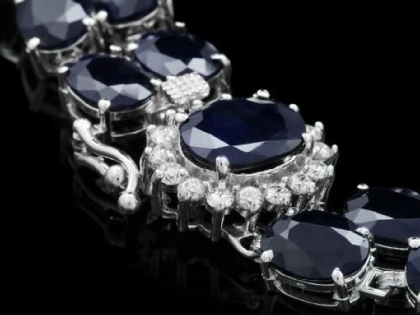 14K Gold 53.64ct Sapphire 0.63ct Diamond Bracelet