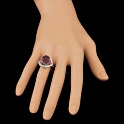 14K White Gold 7.51ct Ruby and 1.26ct Diamond Ring