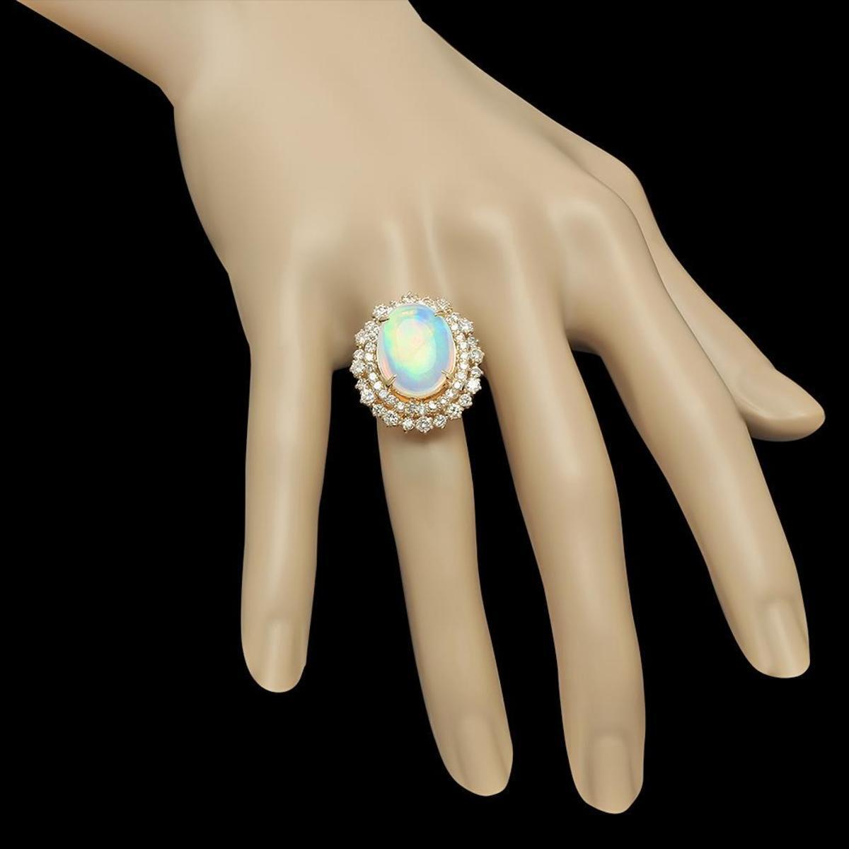 14K Yellow Gold 6.52ct Opal and 1.79ct Diamond Ring