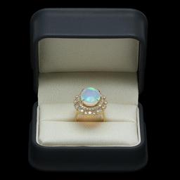 14K Yellow Gold 6.52ct Opal and 1.79ct Diamond Ring