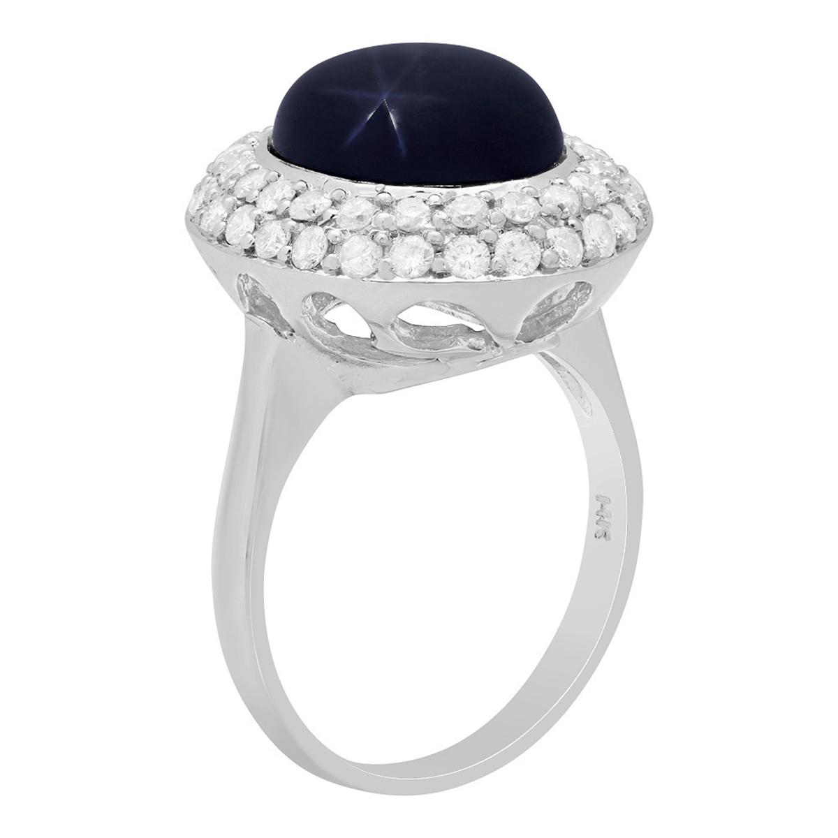 14k White Gold 8.68ct Sapphire 1.12ct Diamond Ring