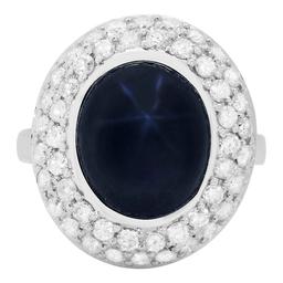 14k White Gold 8.68ct Sapphire 1.12ct Diamond Ring