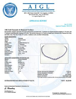 14K Gold 23.76ct Tanzanite 0.99ct Diamond Necklace
