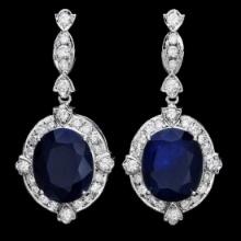14K White Gold 17.72ct Sapphire and 1.46ct Diamond Earrings