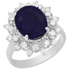 14k White Gold 5.28ct Sapphire 0.66ct Diamond Ring