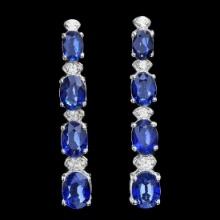14K White Gold 6.88ct Sapphire and 0.37ct Diamond Earrings