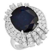 14k White Gold 8.54ct Sapphire 1.92ct Diamond Ring