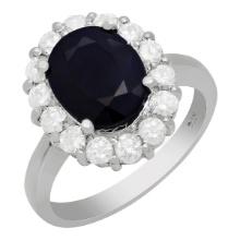 14k White Gold 3.18ct Sapphire 0.92ct Diamond Ring