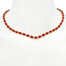 14K Gold 26.54ct Coral 1.81ct Diamond Necklace