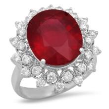 14K White Gold 9.66ct Ruby and 0.98ct Diamond Ring