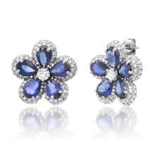 14K White Gold Setting with 6.0ct Sapphire and 2.80ct Diamond Earrings