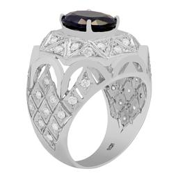 14k White Gold 5.13ct Sapphire 1.04ct Diamond Ring