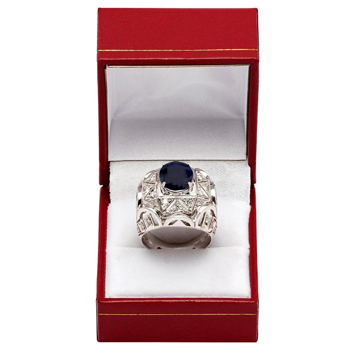 14k White Gold 5.13ct Sapphire 1.04ct Diamond Ring