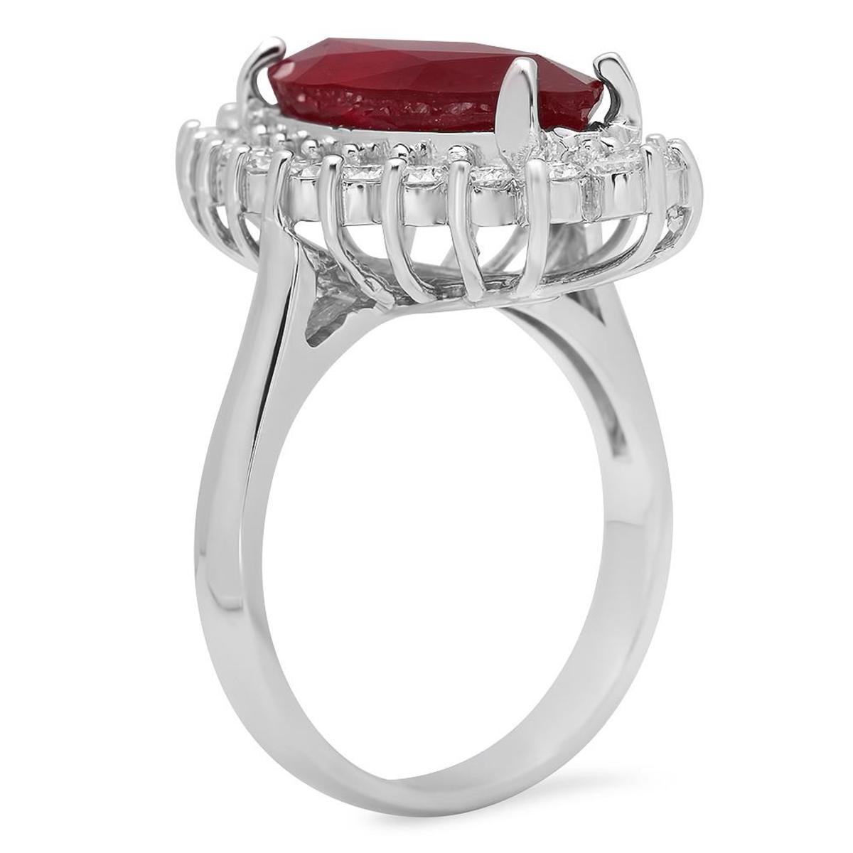 14K White Gold 8.31ct Ruby and 1.47ct Diamond Ring
