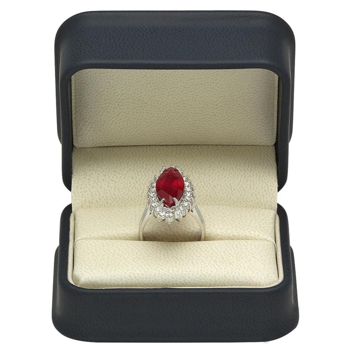 14K White Gold 8.31ct Ruby and 1.47ct Diamond Ring