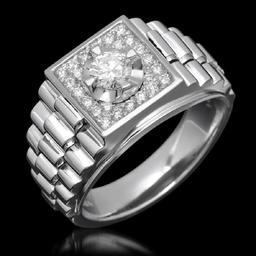 14K White Gold 1.33ct Diamond Mens Ring