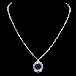 18K White Gold 5.82ct Sapphire and 4.96ct Diamond Necklace