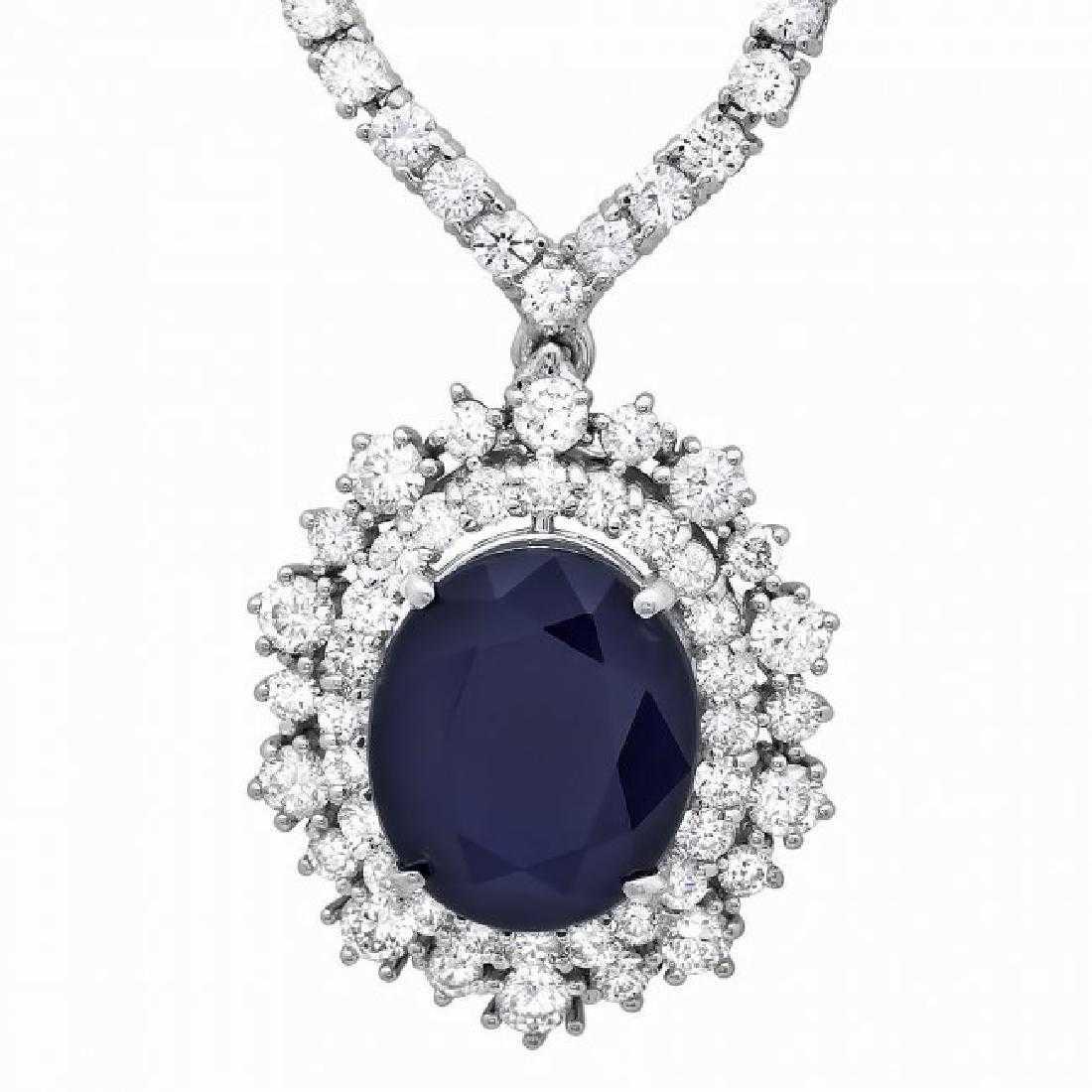 18K White Gold 5.82ct Sapphire and 4.96ct Diamond Necklace