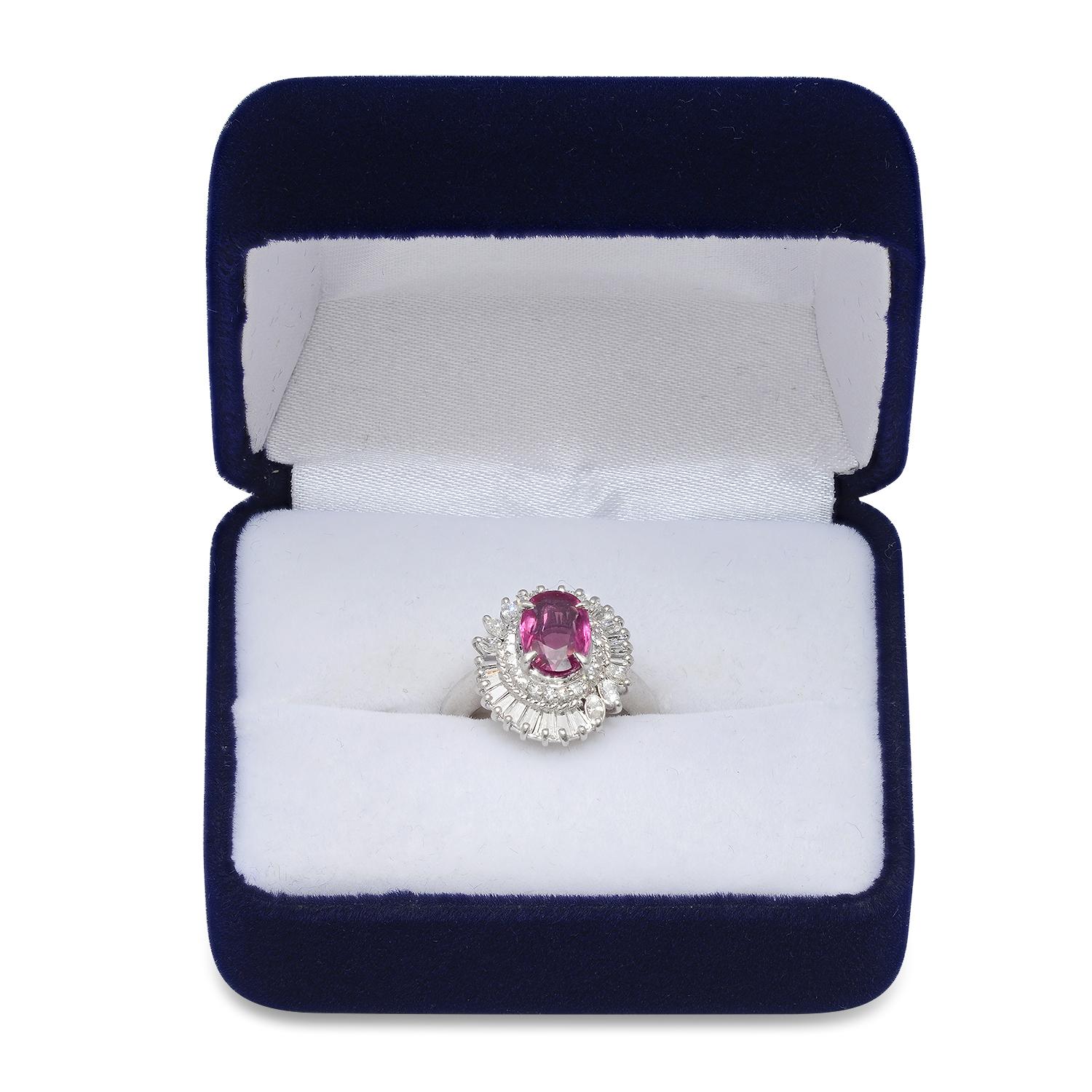 Platinum Setting with 2.01ct Ruby and 1.05ct Diamond Ladies Ring