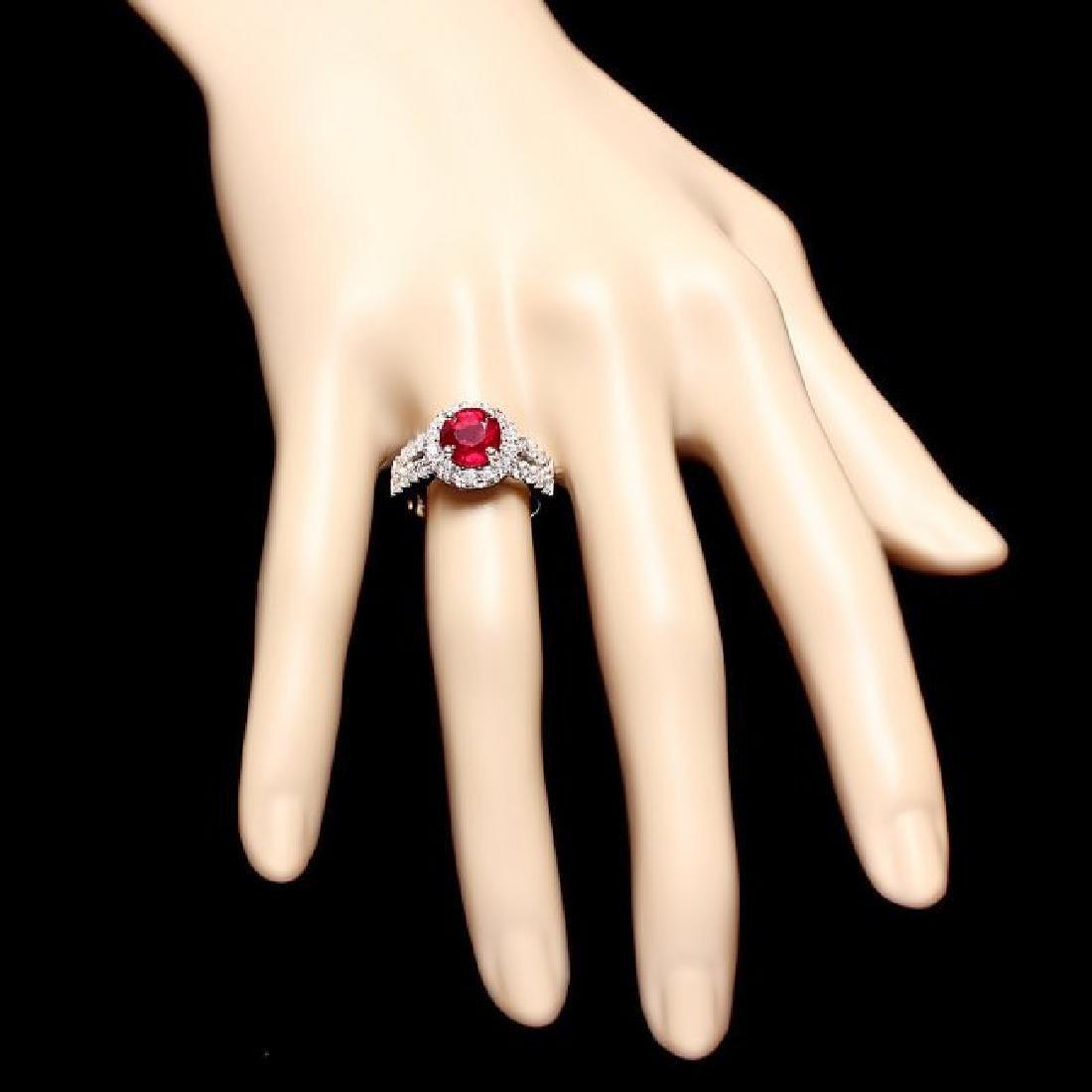 14K White Gold 2.95ct Ruby and 1.20ct Diamond Ring
