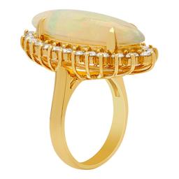 14k Yellow Gold 7.69ct Opal 1.92ct Diamond Ring