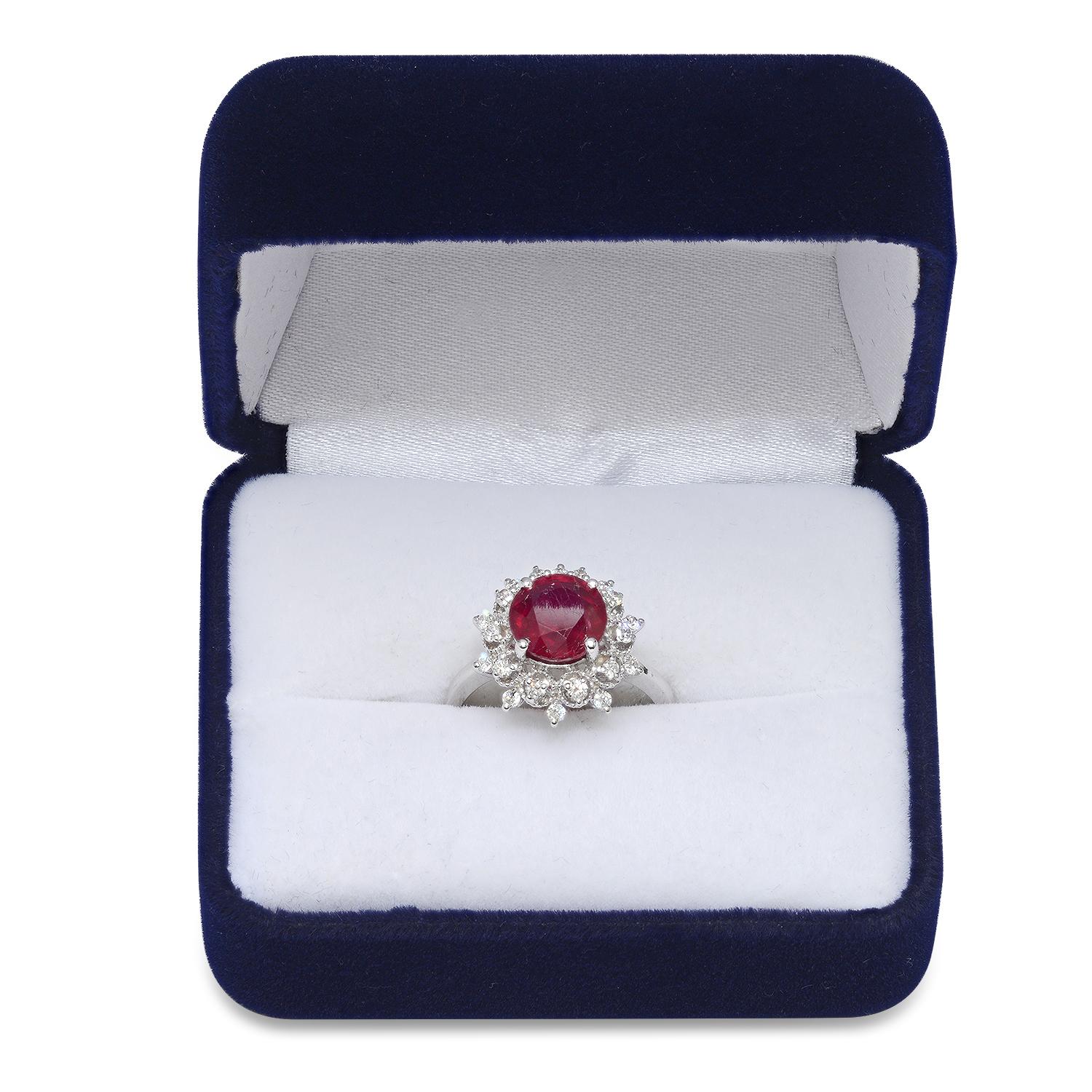 14K White Gold Setting with 2.20ct Ruby and 0.48ct Diamond Ladies Ring