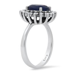 14K White Gold Setting with 2.5ct Sapphire and 0.40ct Diamond Ladies Ring