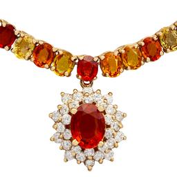 14k Yellow Gold 46.01ct Sapphire 1.32ct Diamond Necklace