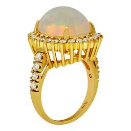 14k Yellow Gold 6.99ct Opal 1.10ct Diamond Ring