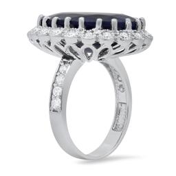 14K White Gold Setting with 18.40ct Sapphire and 1.2ct Diamond Ladies Ring